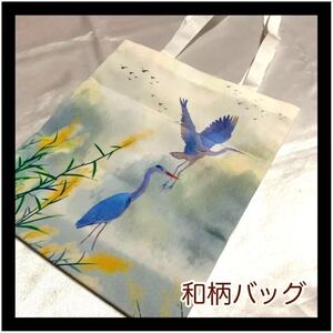 トートバッグ　シノワズリ　鳥　花　オシャレ　フォーマル　A4 和風　サブバッグ 水彩画風 エコバッグ 通勤通学