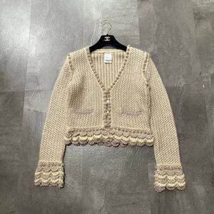 O☆良品/ 最高級!!ラグジュアリー服 CHANEL シャネル 04AW ココマーク刻印ボタン ニット ジャケット カーディガン size:42 アウター 婦人服