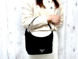 極美品 PRADA プラダ テスート ハンドバッグ バッグ ナイロン×レザー 黒 78795