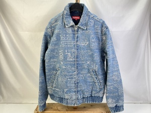 01w3910 Supreme シュプリーム Checks Embroidered Denim Jacket Ｍサイズ 総柄 デニムジャケット コットン エンブロイド刺繍 中古品