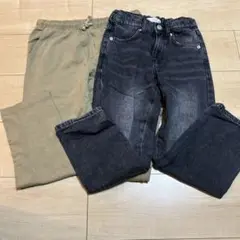 ザラ　ZARA ベージュ　黒　デニム　128センチ