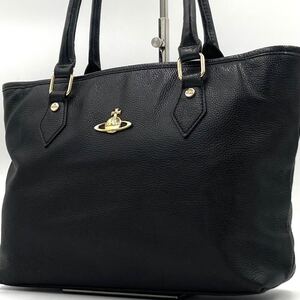 1円 【定番人気】 Vivienne Westwood ヴィヴィアンウエストウッド トートバッグ レザー オーブ ゴールド金具 黒 肩掛け レディース メンズ