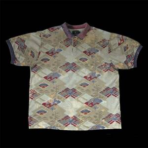 80s Chaps Ralph Lauren Native Pattern Tie Dye Cotton Polo Shirt 80年代 チャップス ラルフローレン ネイティブ柄 タイダイ ポロシャツ