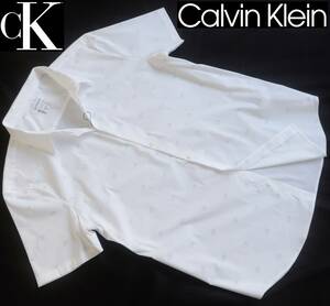 新品★カルバンクライン★大きいサイズ★総柄 ホワイト 半袖シャツ★ストレッチ 総ロゴプリント 白 XXL★CALVIN KLEIN☆998