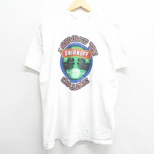 XL/古着 フルーツオブザルーム 半袖 ビンテージ Tシャツ メンズ 00s スミノフ 酒 フットボール コットン クルーネック 白 ホワイト 23a 2OF