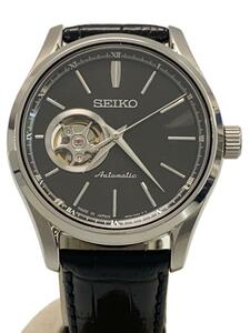 SEIKO◆自動巻腕時計/アナログ/レザー/BLK/BLK/4R38-00D0