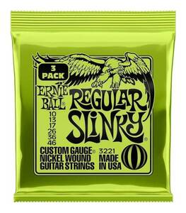 即決◆新品◆送料無料ERNIE BALL 3221 [10-46] REGULAR SLINKY 3セットパック エレキギター弦