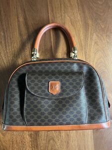 極美品！セリーヌ ハンドバッグ ブラウン マカダム柄 CELINE ゴールド金具