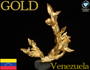 トレジャーG)【大きく素晴らしい結晶 Venezuela!!】 ベネズエラ産 結晶金 no.8　　(自然金 ゴールド ナゲット 原石 山金 砂金)