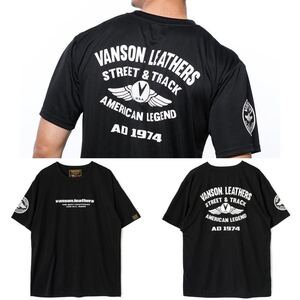 ★正規 VANSON VS23804S BK/WH Mサイズ バンソン ブランドロゴ入り メッシュ Tシャツ 半袖 新品 A60722-39