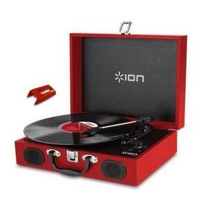 ION AUDIO VINYL TRANSPORT Red + PT01RS1 ポータブル トランク型 レコードプレーヤー/純正交換針(1個)セット