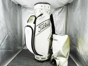 【美品】Titleist タイトリスト★VOKEY DESIGN ボーケイ限定 レザー キャディバッグ ホワイト×ゴールド CB5VW ゴルフ★USED NR2675