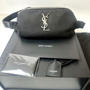 新品仕様　イブサンローラン　ウエストポーチ　YSL ロゴ　ブラック　ナイロン