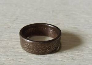 12号サイズ コインリング 指輪 新品 未使用 送料無料　（9674) ハンドメイド　アンテーク 古銭　貨幣　硬貨 手作り 菊の紋章 天皇　
