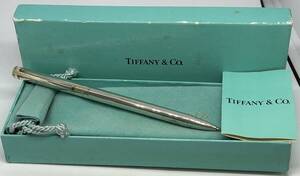 〇有名ブランドの文房具 Tiffany&Co ティファニー ボールペン 925 シルバー 刻印有 Tクリップ 回転式 インク切れ 箱付 袋付【D4234SS】