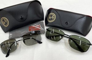 【6HK賀■11012E】★1円スタート★Ray-Ban★レイバン★サングラス★RB3499★RB3501★黒★ブラック★2点セット★メガネ★アイウェア★