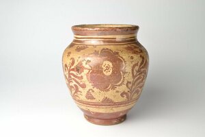 【 スペイン　イスパノモレスク　ラスター彩華文壷　16～17世紀 Hispano-Moresque ware　】