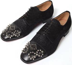 未使用 Christian Louboutin クリスチャンルブタン SAVIOL FLAT CALF スタッズ シューズ 42 ブラック