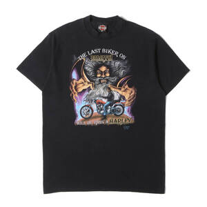 HARLEY-DAVIDSON ハーレーダビッドソン 90s 3D EMBLEM モーターサイクル ライトニング 両面プリント Tシャツ USA製 3Dエンブレム 黒 XL