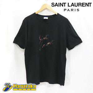 送料無料 SAINT LAURENT サンローラン Tシャツ UP73 2018 00804 半袖 ブラック 黒 #S ロゴ プリント 24k192-4 逸品質屋 丸高