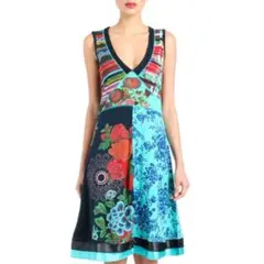 デシグアル Desigual 花柄 Vネックワンピース XS