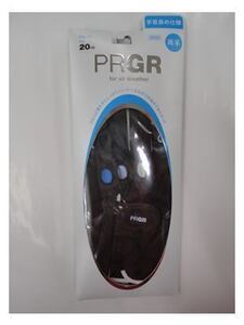 ■手首長め仕様 !! PRGR 合皮　プロギア　両手レディース ゴルフ グローブ【20cm/ブラック&ブルー】PGL-17W