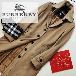 d37美品【高貴なコーデ】参考価格12万●BURBERRY LONDON●最高級カシミヤ〜高級トレンチコート バーバリーコート レディース M 38