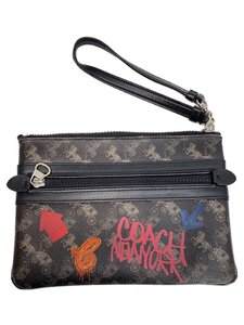 COACH◆クラッチバッグ/レザー/BLK/総柄/F84636