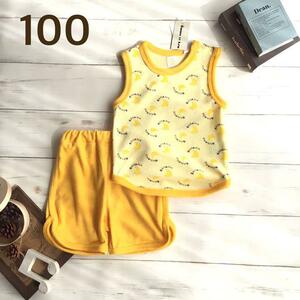 【100】バナナ柄 パイル タンク + ショートパンツ セットアップ 上下
