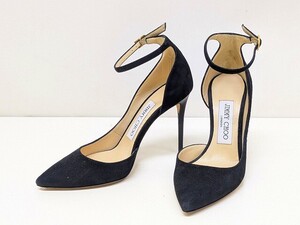 S285-N29-4662 JIMMY CHOO ジミーチュウ スエード ハイヒール ピンヒール ブラック レディース サイズ34 現状品2