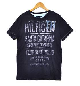 即決【Tommy Hilfiger】トミー ヒルフィガー 半袖 Tシャツ 紺 M 古着