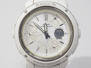 s60817-ap [送料950円]中古◇CASIO BABY-G Floral Dial Series BGA-150FL-1AJF クォーツ レディース 稼働品 腕時計 ホワイト [154-241121]