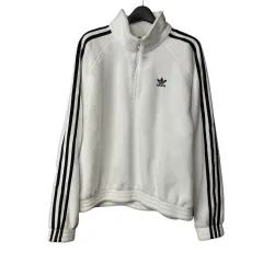 【雷市場（ポンジャン）商品韓国直送】 XS adidas(アディダス) ロゴ 白 ハーフジップ フリース