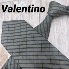 ✨極美品✨Valentino ネクタイ チェック ストライプ 灰色 シルク100