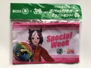 スペシャルウィーク ウマ娘 BOSS ボス缶バッジ付きポーチ プリティーダービー サントリー ボス 