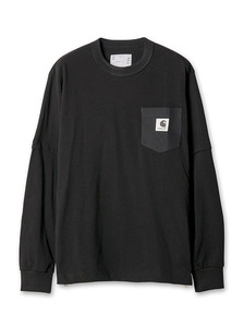 ★ 24SS sacai × CARHARTT WIP ドッキング ロングスリーブ Tシャツ サイズ 4 ブラック サカイ カーハート パーカー スニーカー MA-1 NIKE