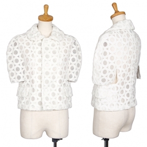 新品！コムデギャルソンCOMME des GARCONS サークル刺繍シースルーデザインジャケット 白S 【レディース】
