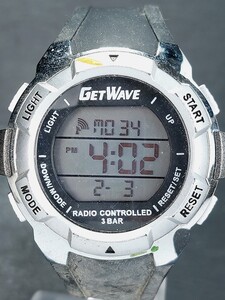 美品 GETWAVE ゲットウェーブ MARUMAN マルマン MJW0005 デジタル クォーツ 多機能 腕時計 ラバーベルト ステンレス 新品電池交換済み