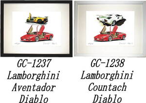 GC-1237 Lamborghini/Diablo・GC-1238 Countach/Diablo限定版画300部 直筆サイン有 額装済●作家 平右ヱ門 希望ナンバーをお選び下さい。