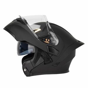 システムヘルメット　SOMAN　バイク用フルフェイスヘルメット　フリップアップ　UVカット99%　サイズ指定可能　艶消し黒