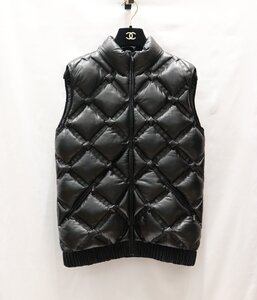 【中古美品】CHANEL シャネル マトラッセ ラムスキン レザー ダウンベスト P54 中綿 レディース タグ ハンガー付き 2016 【漂亮】