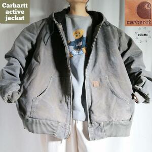 古着 00S 2015年製 Carhartt カーハート ダックジャケット アクティブジャケット ワークジャケット グレー 灰色 メンズ2XL◎2102