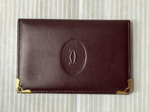 カードケース Cartier/カルティエ マストライン ●18Y● 現状品 長期保管品 ファッション ブランド品 ボルドー レザー レディース