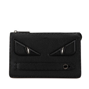 フェンディ セレリア バグズモンスター クラッチバッグ 7VA350 ブラック レザー レディース FENDI 【中古】