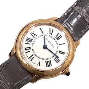 カルティエ Cartier ロンド ルイ カルティエ WGRN0013 シルバー K18PG/レザーストラップ 腕時計 レディース 中古