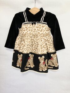 【送料込】ShirleyTemple シャーリーテンプル ワンピース 100cm ブラック×オフホワイト×ブラウン他 レオパード柄 日本製 s3407064