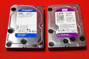 E1776# WD Blue Western Digital 2TB WD20EZRZ + WD Purple 4TB WD40PURX 2個まとめてセット