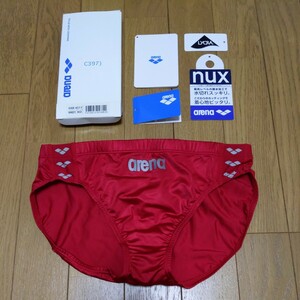新品未使用 初期NUX OAR-4511 XOサイズ レッド 競パン 光沢 競泳水着 arena アリーナ ニュークス