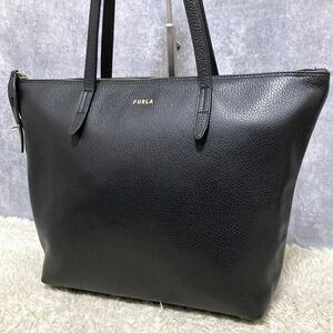 1円〜 極美品 フルラ FURLA ビジネスバッグ トートバック レザー 本革 ブラック 黒 メンズ レディース 肩掛け ブリーフケース A4 2way