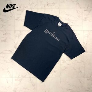 美品 NIKE AIR JORDAN ナイキ デザインプリント クルーネック 半袖Tシャツ カットソー トップス メンズ 黒 ブラック サイズM*PC581